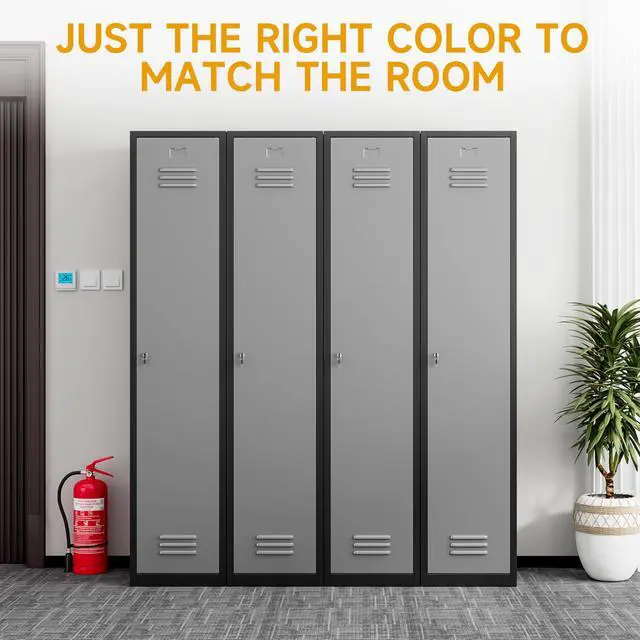 Alt view image 7 of 7 - 71'' Metal Locker with Keys for School,Gym,3 Tier Steel Office Storage Locker with Hook,Tall Cabinet for Employees,Light Gauge,Assembly Required (BlackGray, 1-Door)