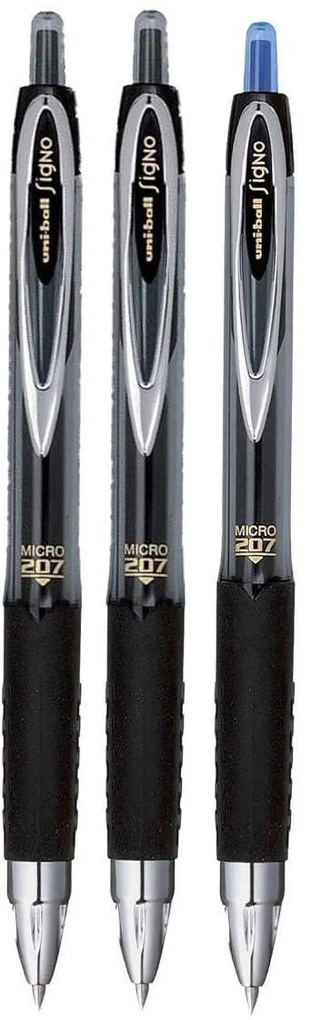 Main image of Signo 207 Roller Ball Retractable Gel Pens, Micro Point (0.5mm), Black And Blue Ink, 3 Count