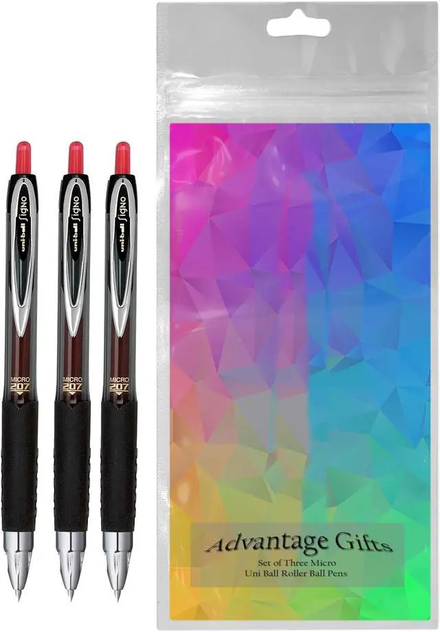 Alt view image 2 of 5 - Signo 207 Roller Ball Retractable Gel Pens, Micro Point (0.5mm), Red Ink, 3 Count