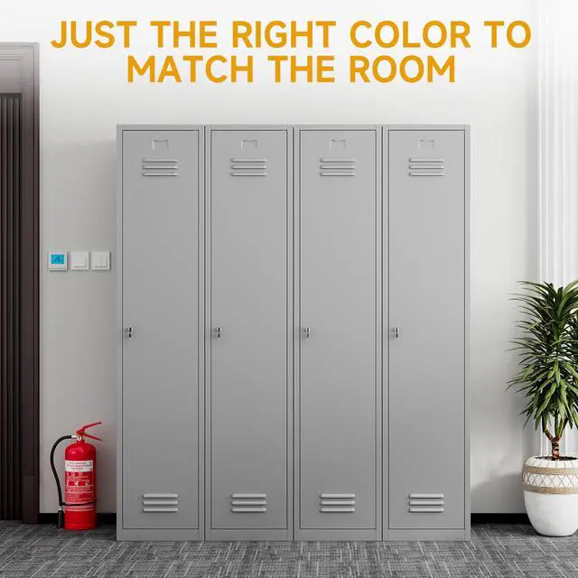 Alt view image 7 of 7 - 71'' Metal Locker with Keys for School,Gym,3 Tier Steel Office Storage Locker with Hook,Tall Cabinet for Employees,Light Gauge,Assembly Required(Gray, 1-Door)