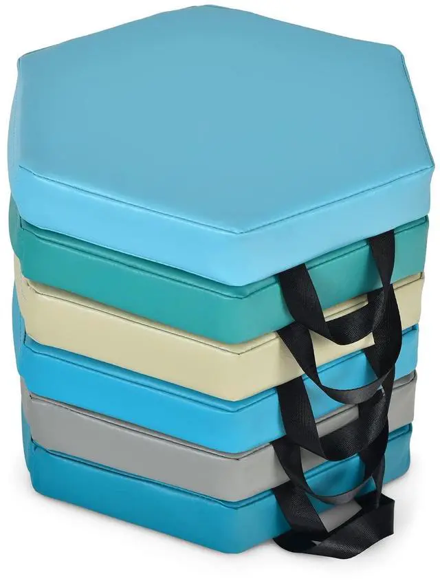 Main image of 6PCS Floor Cushions for Kids, 15 Inch Flexible Alternative Portable Classroom Seating with Handles, Easy to Clean, Thick Soft Foam Hexagon Comfy Seats for Daycare Preschool (Hexagon, Blue)