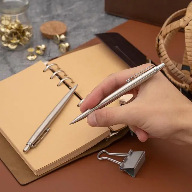 Alt view image 2 of 6 - Parker Jotter Personalized Ballpoint Pen and Pencil Set in Stainless Steel | Engraved Pen for Graduation, Promotion, Engineer and Architect