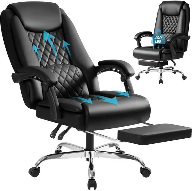 Main image of Executive Home Office Chair with Lumbar Support,400lbs Adjustable Ergonomic High Back Office Chair Reclining Managerial Chair for Home Office (Black)