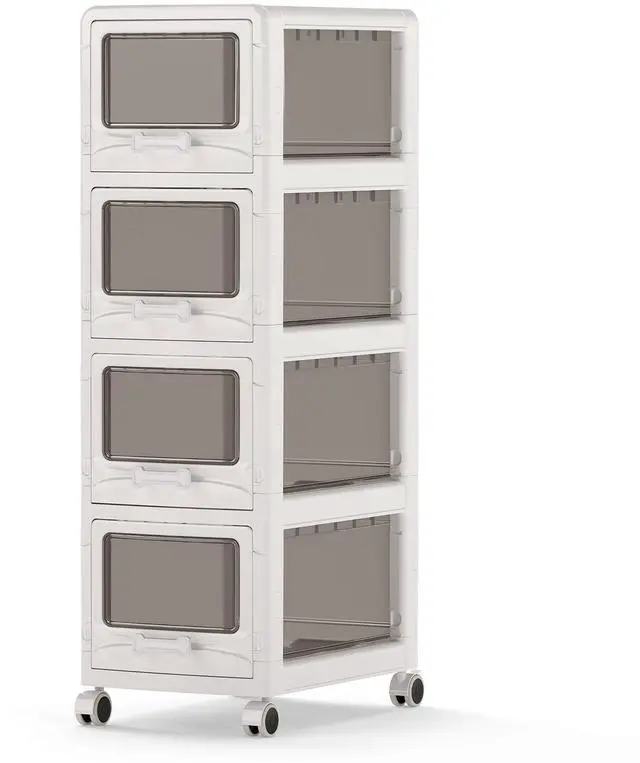 Main image of 4-Tier Rolling Storage Cart, Utility Cart with 4 Drawers & Lockable Wheels for School Art Craft Supplies, Plastic Organizer and Storage for Kitchen, Bedroom and Home Office