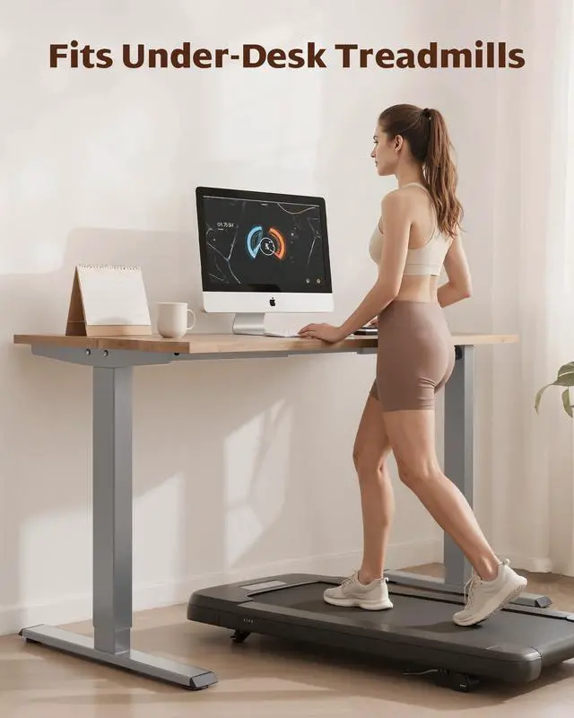 Alt view image 7 of 7 - Dual Motor Standing Desk Frame, 225 lbs Capacity, Gray | Dual motors, 225 lb capacity, memory presets, anti-collision Height 27.6"-47.3", width 43"-59"