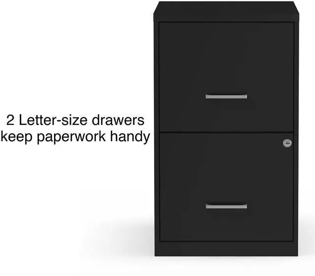 Alt view image 4 of 7 - 2-Drawer Vertical File Cabinet, Letter Size Documents, Lockable, 18.9" D x 14.3" W x 24.1" H, Black | 18.9in D x 14.3in W x 24.1in H. Secure storage for letter-size documents