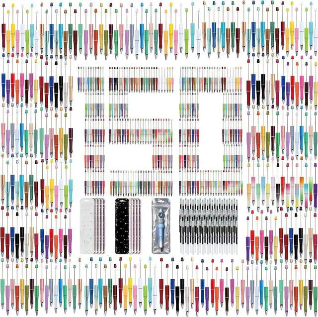 Main image of 150 Pcs Beadable Pen Kit, Multicolor DIY Craft Pens with Refills & Bags | 50 Ballpoint Pens+50 Refills+50 Bags-Gift for Students & Teachers,School Supplies,Office Accessories (Beads Not Included)