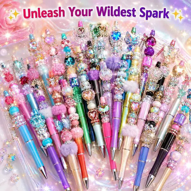Alt view image 2 of 7 - 150 Pcs Beadable Pen Kit, Multicolor DIY Craft Pens with Refills & Bags | 50 Ballpoint Pens+50 Refills+50 Bags-Gift for Students & Teachers,School Supplies,Office Accessories (Beads Not Included)