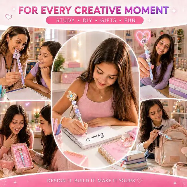 Alt view image 6 of 7 - 150 Pcs Beadable Pen Kit, Multicolor DIY Craft Pens with Refills & Bags | 50 Ballpoint Pens+50 Refills+50 Bags-Gift for Students & Teachers,School Supplies,Office Accessories (Beads Not Included)