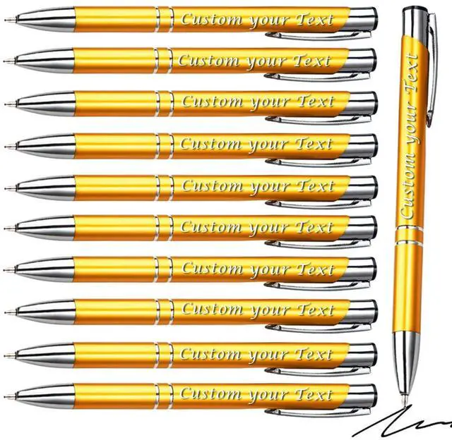 Main image of 50PACK Personalized Pens Custom Black writing - Metal Name pens - Laser Engraved with Your Text or Message (Gold)