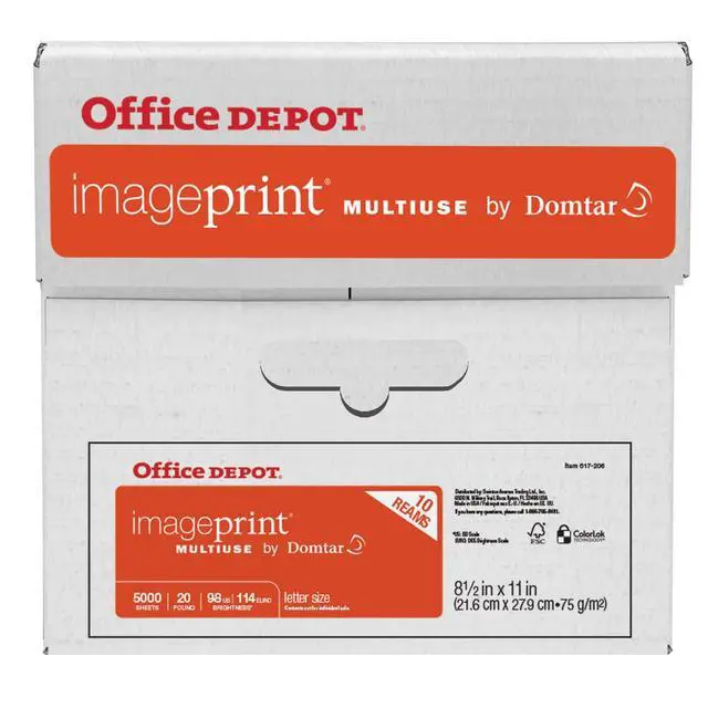 Alt view image 4 of 7 - ImagePrint FSC Certified Multiuse Paper by Domtar, 8 1/2in x 11in, 20 Lb, White, 500 Sheets Per Ream, Case Of 10 Reams, 1821