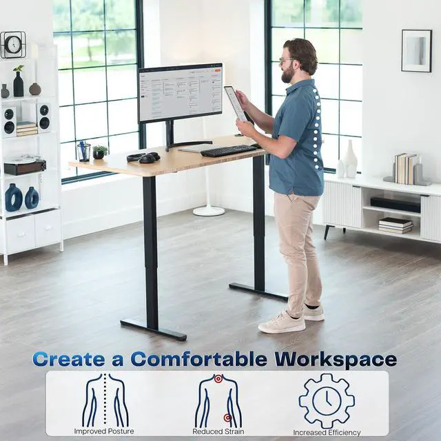 Alt view image 6 of 7 - Heavy Duty Dual Motor Electric Sit Stand Desk Frame, 220 lbs Capacity up to 77" x 43" Tops, Memory Controller Height Adjustable Frame Only, Black, DESK-E-200B