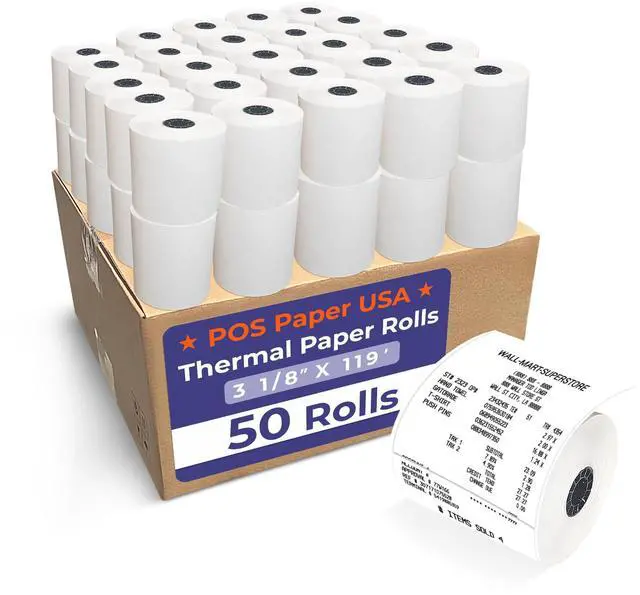 Main image of 3 1/8" x 119' Thermal Paper (50 Rolls/Case) - BPA Free