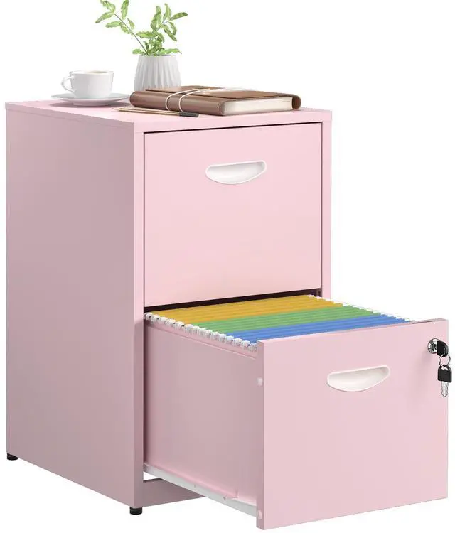 Main image of 2 Drawer File Cabinets,Metal Office File Cabinet with Lock,Pink | Filing Cabinets for Home Office,Vertical Modern File Cabinet Office Two Drawers for Hanging Letter,Assembly Required