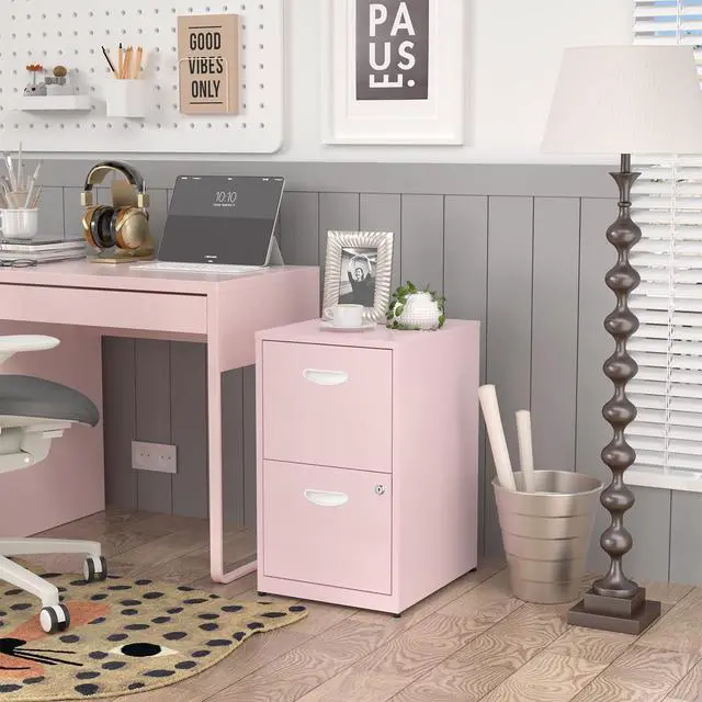 Alt view image 2 of 7 - 2 Drawer File Cabinets,Metal Office File Cabinet with Lock,Pink | Filing Cabinets for Home Office,Vertical Modern File Cabinet Office Two Drawers for Hanging Letter,Assembly Required