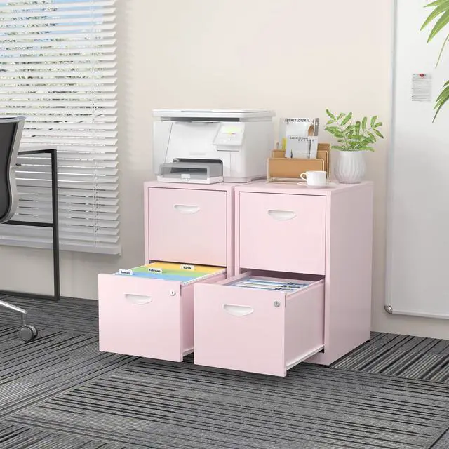 Alt view image 4 of 7 - 2 Drawer File Cabinets,Metal Office File Cabinet with Lock,Pink | Filing Cabinets for Home Office,Vertical Modern File Cabinet Office Two Drawers for Hanging Letter,Assembly Required