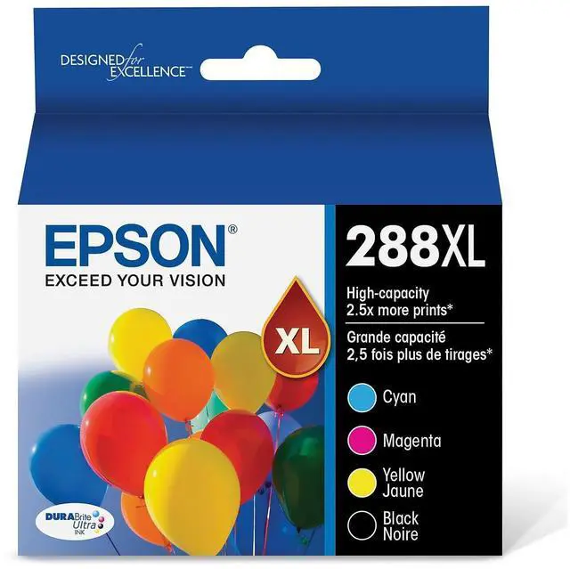 Main image of T288XL Black/Cyan/Magenta/Yellow High Yield Ink Cartridge, 4/Pack (T288XL-XCS) in Retail Packaging