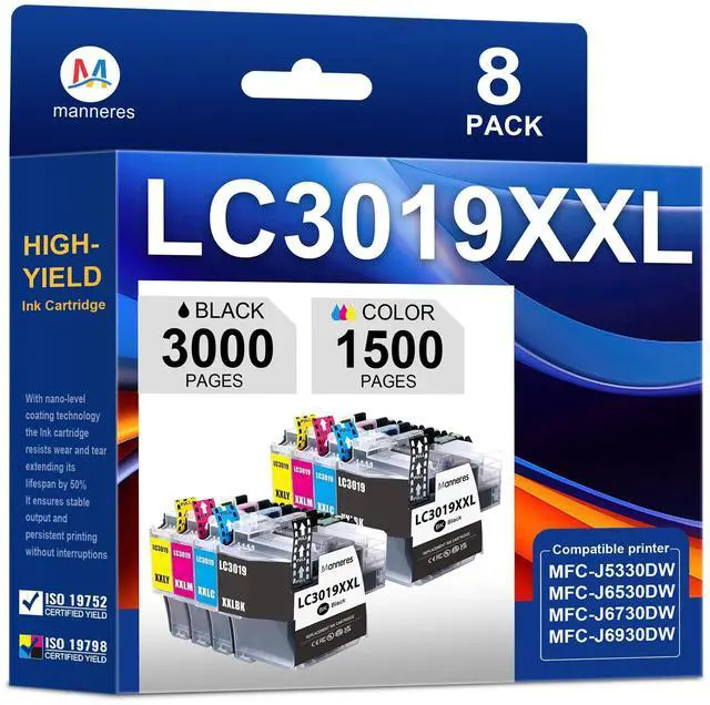 Main image of LC3019XXL Ink Cartridge Set Replacement for Brother LC3019-XXL LC3019 Work with MFC-J5330DW MFC-J6530DW MFC-J6730DW MFC-J6930DW 8-Pack 2Black/2Cyan/2Magenta/2Yellow LC3019 XXL High Yield Ink