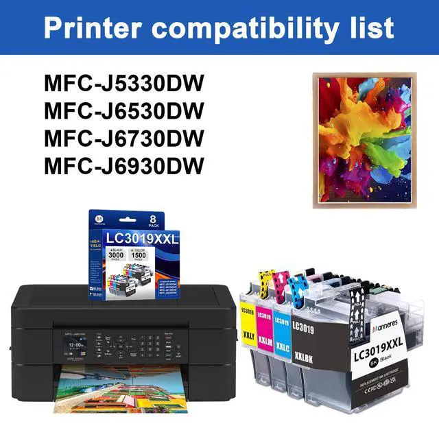 Alt view image 2 of 7 - LC3019XXL Ink Cartridge Set Replacement for Brother LC3019-XXL LC3019 Work with MFC-J5330DW MFC-J6530DW MFC-J6730DW MFC-J6930DW 8-Pack 2Black/2Cyan/2Magenta/2Yellow LC3019 XXL High Yield Ink