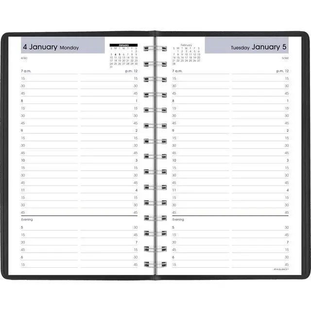 Alt view image 7 of 7 - 2027 Appointment Book Planner, Daily, 5" x 8", Quarter-Hourly, DayMinder, Black (G1000027)
