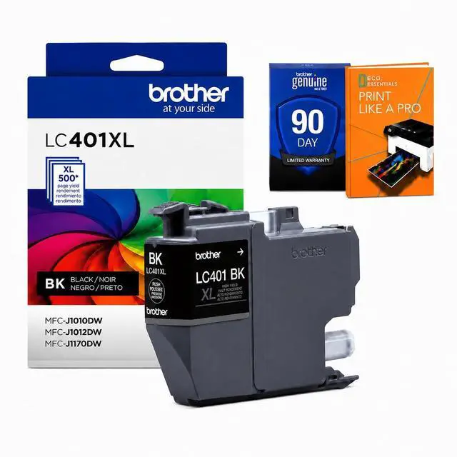Main image of Genuine LC401XLBK Black High Yield Ink Cartridge, Bundle with Deco Essentials Printer eBook for MFC-J1010DW, MFC-J1170DW