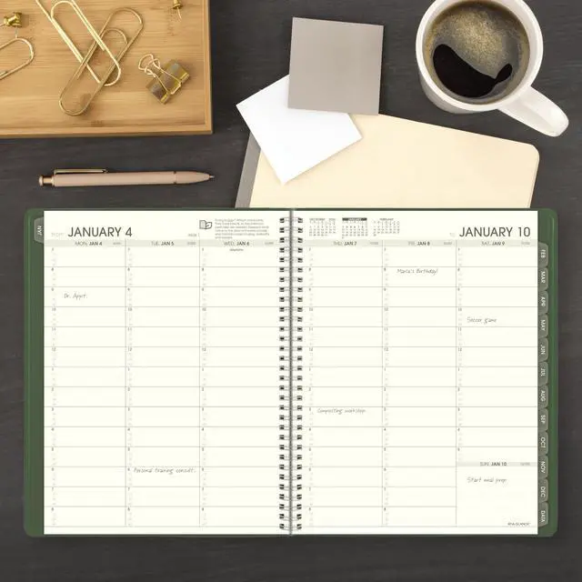 Alt view image 2 of 7 - 2027 Appointment Book Planner, Weekly & Monthly, 8.25" x 11", Quarter-Hourly, Recycled, Green (70950G6027)