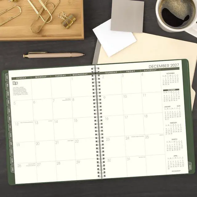 Alt view image 3 of 7 - 2027 Appointment Book Planner, Weekly & Monthly, 8.25" x 11", Quarter-Hourly, Recycled, Green (70950G6027)