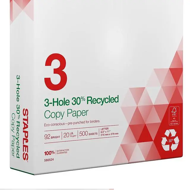 Alt view image 3 of 6 - 30% Recycled Copy Paper, 8.5x11 Inch, 20 lb., 92 Bright, 500/Rm | Eco-friendly multipurpose paper for everyday office, school & home printing