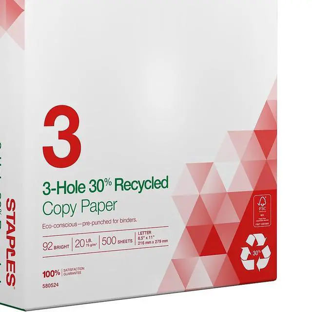 Alt view image 6 of 6 - 30% Recycled Copy Paper, 8.5x11 Inch, 20 lb., 92 Bright, 500/Rm | Eco-friendly multipurpose paper for everyday office, school & home printing