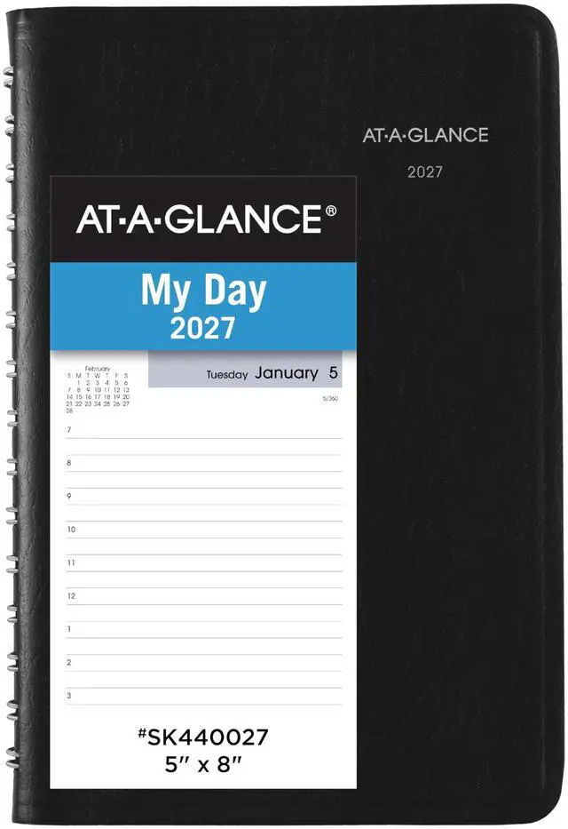 Main image of 2027 Appointment Book Planner, Daily, 5" x 8", Hourly, DayMinder, Black (SK440027)