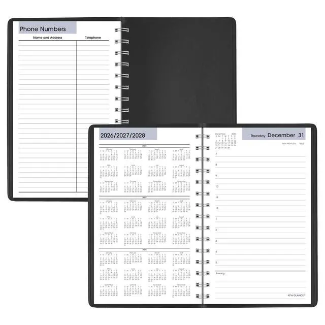 Alt view image 5 of 7 - 2027 Appointment Book Planner, Daily, 5" x 8", Hourly, DayMinder, Black (SK440027)
