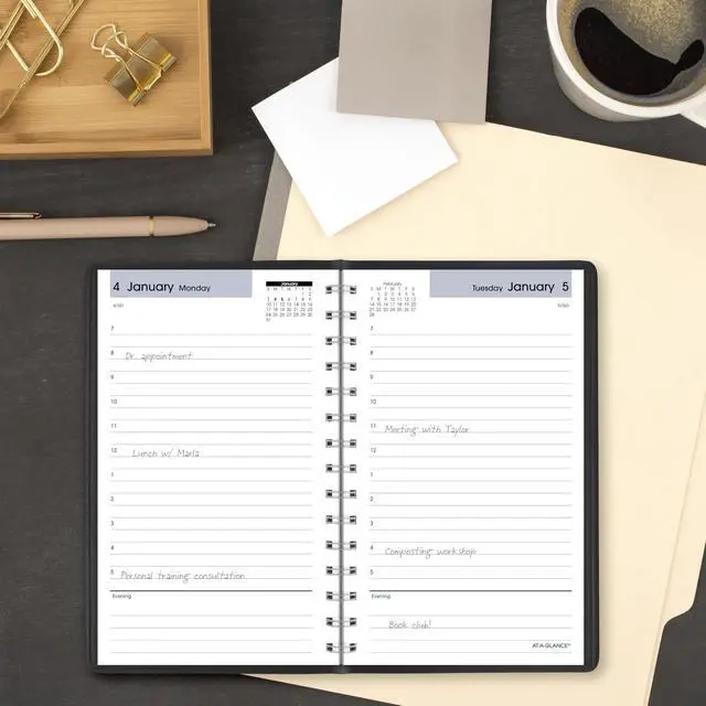 Alt view image 2 of 7 - 2027 Appointment Book Planner, Daily, 5" x 8", Hourly, DayMinder, Black (SK440027)