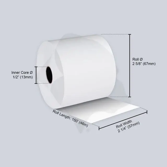 Alt view image 4 of 4 - 2 1/4 in x 150 ft Bond Paper Rolls, 2.25" x 150' Adding Machine Tape, 1-Ply Receipt Paper Rolls for El-1750 1801 P23, BPA Free, 48 Rolls