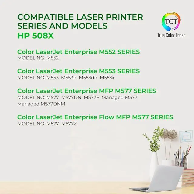 Alt view image 2 of 6 - 508X Color Toner Cartridge 3 Pack - Compatible Replacement for HP 508X CF361X CF362X CF363X High Yield Works with HP Color LaserJet Enterprise M552 M553 MFP M577 (Cyan Magenta Yellow)