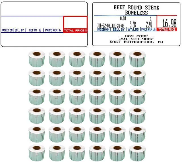 Main image of Labels LST-8000 Thermal 36 Rolls - 36,000 Labels 58 x 30mm Printer Printing Scale Compatible with CAS LP-1000 CL-5000 CL-5500 CL-7200, Easy Weigh LS-100, VisionTech DLP-300 (8000, 36 Rolls)