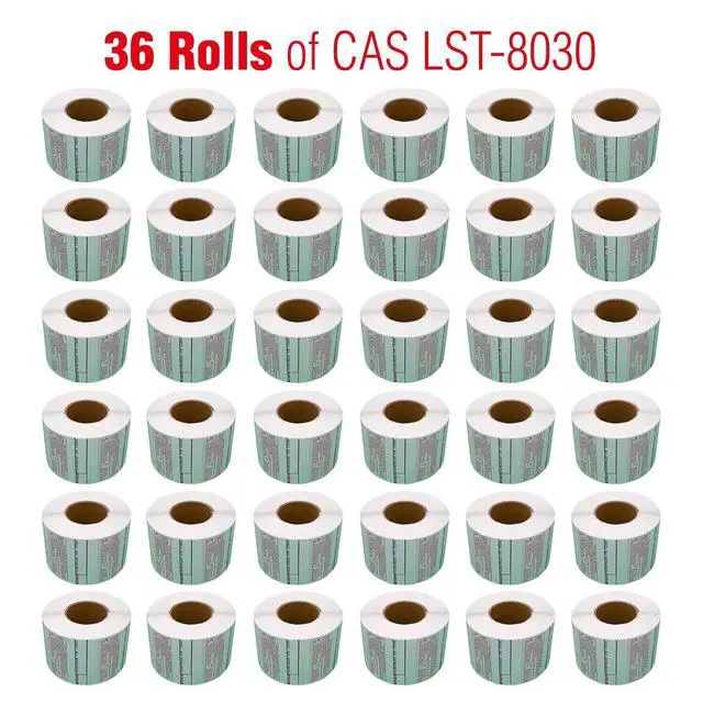 Alt view image 2 of 3 - Labels LST-8030 Thermal 36 Rolls - 21,600 Labels 58 x 50mm Printer Printing Scale Compatible with CAS LP-1000 CL-5000 CL-5500 CL-7200, Easy Weigh LS-100, VisionTech DLP-300 (8030, 36 Rolls)