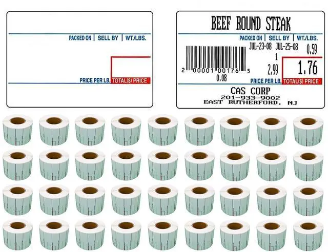 Main image of Labels LST-8010 Thermal 36 Rolls - 25,200 Labels 58 x 40mm Printer Printing Scale Compatible with CAS LP-1000 CL-5000 CL-5500 CL-7200, Easy Weigh LS-100, VisionTech DLP-300 (8010, 36 Rolls)