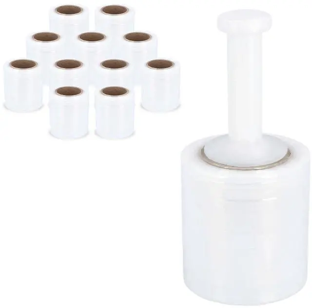Main image of PSBM Mini Stretch Film/Wrap with Plastic Handle 5" x 1000' 50 GA 12 Rolls | Wrap with Plastic Handle, Industrial Strength Clear Shrink / Plastic Wrap for Moving, Packing, Shipping, Bundling & Storage