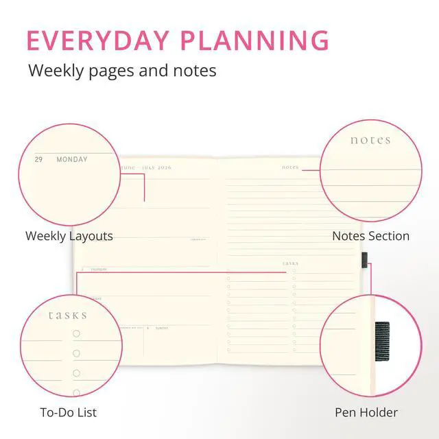 Alt view image 3 of 7 - Stripes 18 Month Planner | July 2026 Dec. 2027 | Hardbound Planner with Monthly Tabs | Holidays & Reminder Stickers 6 x 8