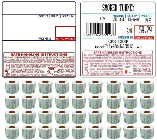 Main image of Labels LST-8040 Thermal 36 Rolls - 18,000 Labels 58 x 60mm Printer Printing Scale Compatible with CAS LP-1000 CL-5000 CL-5500 CL-7200, Easy Weigh LS-100, VisionTech DLP-300 (8040, 36 Rolls)