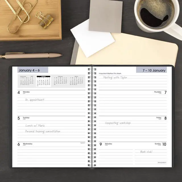 Alt view image 2 of 7 - 2027 Planner, Weekly & Monthly, 7" x 8.75", Executive Soft Cover, DayMinder, Black (G5460027)
