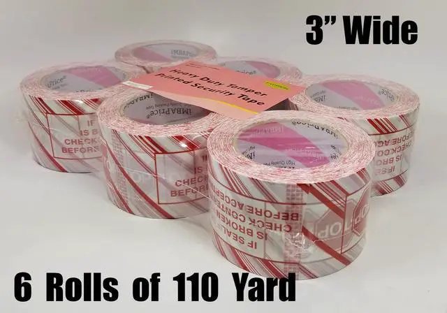 Alt view image 2 of 3 - 6 Rolls of 110 Yard(6X 330 Feet Long) 3-Inches Wide Printed White Carton Sealing Tape with Red Lettering -"IF Seal is Broken" - 3" Stop Sign Security Shipping Tape