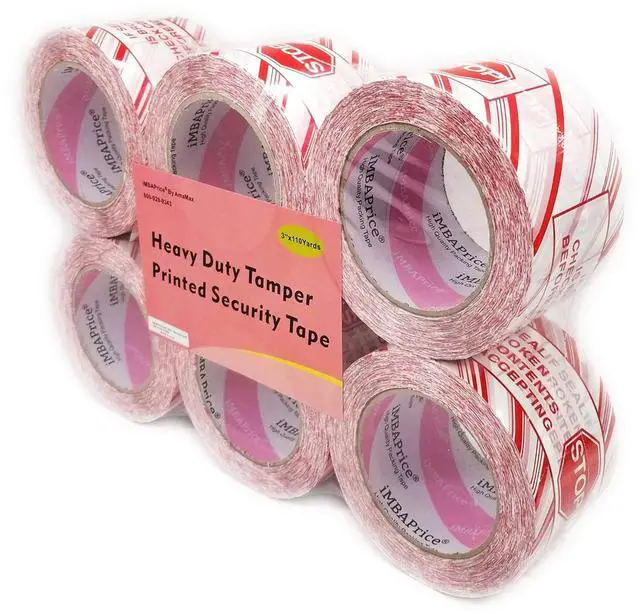 Main image of 6 Rolls of 110 Yard(6X 330 Feet Long) 3-Inches Wide Printed White Carton Sealing Tape with Red Lettering -"IF Seal is Broken" - 3" Stop Sign Security Shipping Tape
