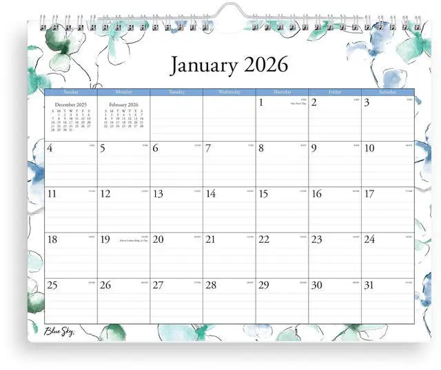 Main image of 2026 Monthly Wall Calendar, 11"x8.75", Lindley | January 2026 - December 2026, Durable Twin Wire Binding, For Home, Office And Classrooms
