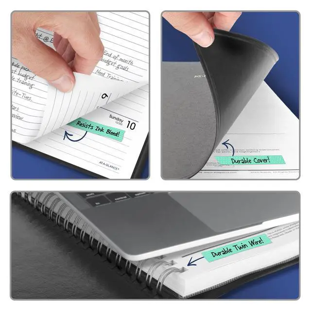 Alt view image 5 of 7 - 2027 Planner, Weekly & Monthly, 7" x 8.75", Executive Soft Cover, DayMinder, Black (G5460027)