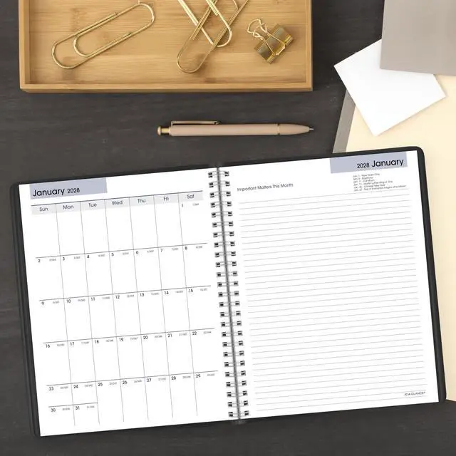 Alt view image 3 of 7 - 2027 Planner, Weekly & Monthly, 7" x 8.75", Executive Soft Cover, DayMinder, Black (G5460027)