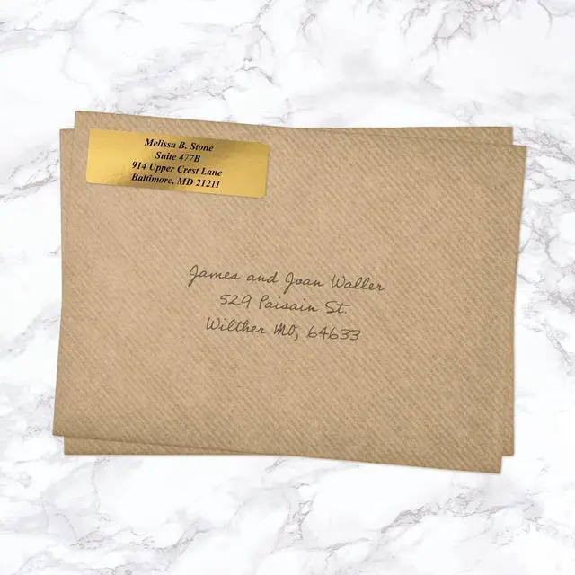 Alt view image 4 of 5 - Gold Foil Personalized Return Address Labels with Elegant Dispenser - Roll of 250 Custom Stickers