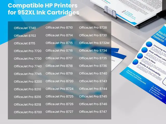 Alt view image 2 of 5 - 952 Printer Ink Cartridges XL 8-Pack High Yield for HP 952XL Compatible for HP 952 Work with OfficeJet Pro 8726 8727 8728 8730 8732M Printer (2 Black, 2 Cyan, 2 Magenta, 2 Yellow)