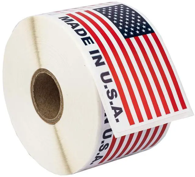 Main image of Made in USA (Not Postage Stamps) (2" x 3") | Pre-Printed Labels/Stickers, 500 Labels per Roll, 28 Rolls