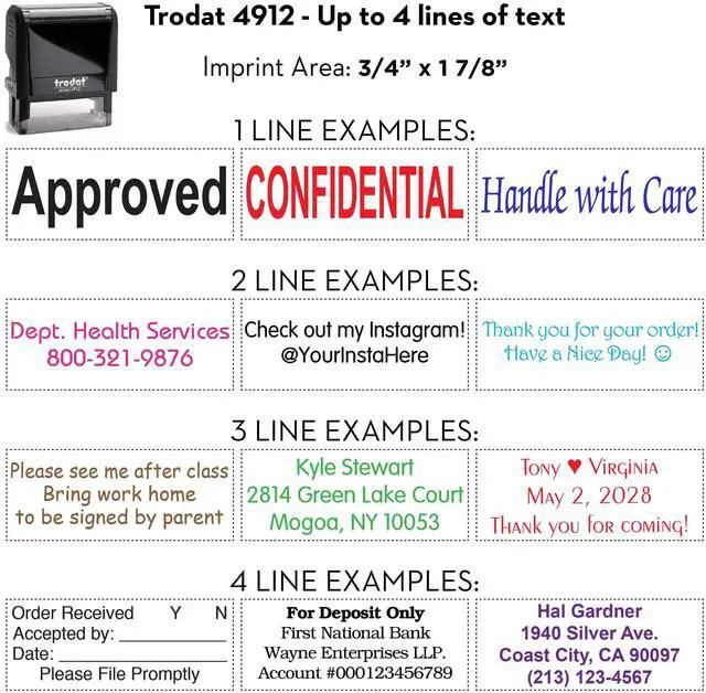 Alt view image 5 of 7 - Trodat 4912 Return Address Stamp - Custom Text Stamp - Choose from Many Fonts & 15 Ink Colors!